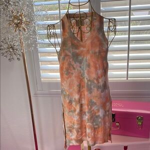 Tina Jo “Orange Cloud” Tie-Die Sleeveless Knit Tunic